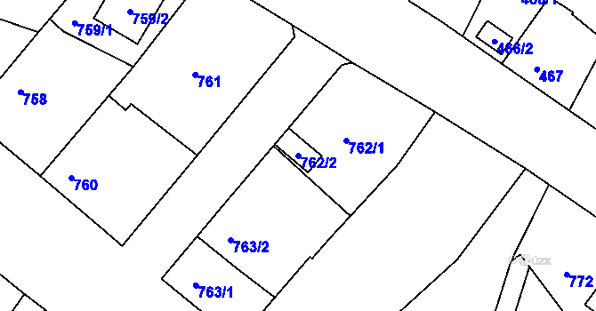 Parcela st. 762/2 v KÚ Holice v Čechách, Katastrální mapa