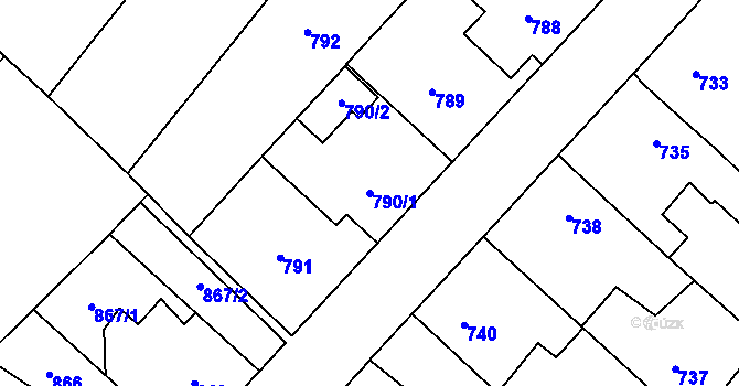 Parcela st. 790/1 v KÚ Holice v Čechách, Katastrální mapa