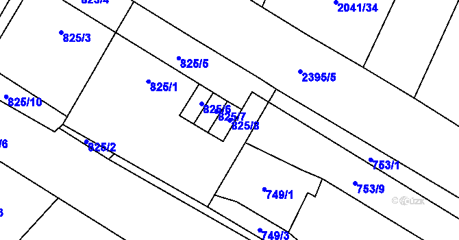 Parcela st. 825/8 v KÚ Holice v Čechách, Katastrální mapa