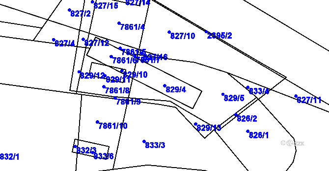 Parcela st. 829/4 v KÚ Holice v Čechách, Katastrální mapa