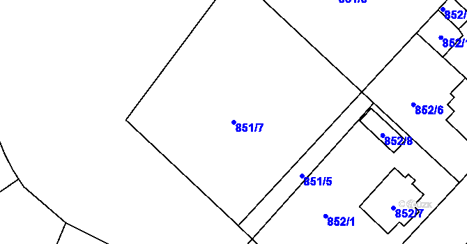 Parcela st. 851/7 v KÚ Holice v Čechách, Katastrální mapa