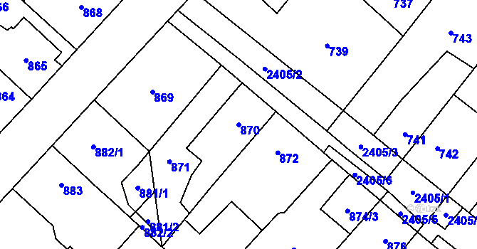 Parcela st. 870 v KÚ Holice v Čechách, Katastrální mapa