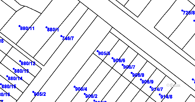 Parcela st. 905/5 v KÚ Holice v Čechách, Katastrální mapa