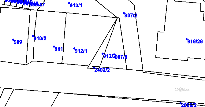 Parcela st. 912/2 v KÚ Holice v Čechách, Katastrální mapa