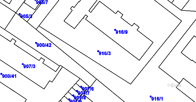 Parcela st. 916/3 v KÚ Holice v Čechách, Katastrální mapa