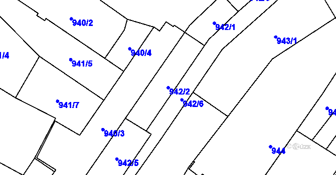 Parcela st. 942/2 v KÚ Holice v Čechách, Katastrální mapa