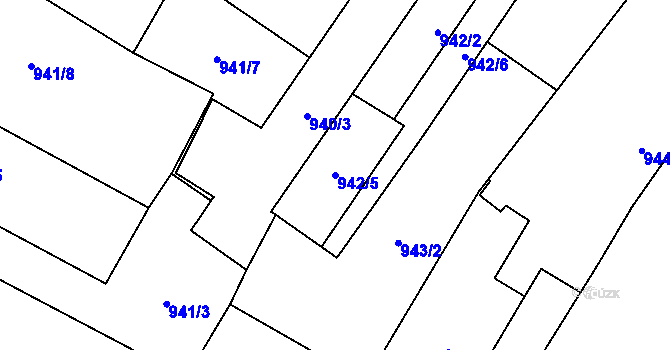 Parcela st. 942/5 v KÚ Holice v Čechách, Katastrální mapa