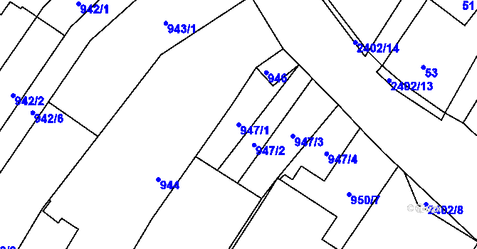 Parcela st. 947/1 v KÚ Holice v Čechách, Katastrální mapa