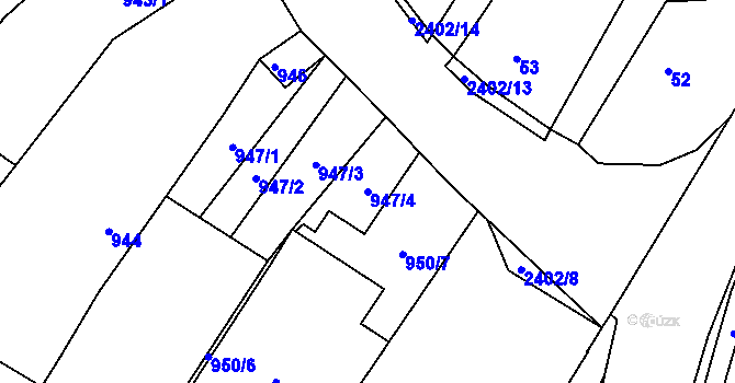 Parcela st. 947/4 v KÚ Holice v Čechách, Katastrální mapa