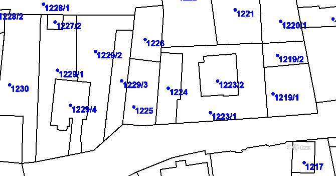 Parcela st. 1224 v KÚ Holice v Čechách, Katastrální mapa