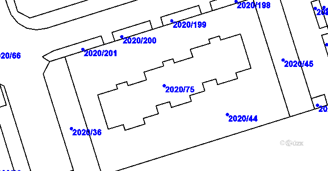 Parcela st. 2020/75 v KÚ Holice v Čechách, Katastrální mapa