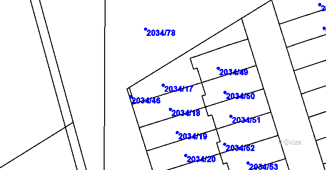 Parcela st. 2034/17 v KÚ Holice v Čechách, Katastrální mapa