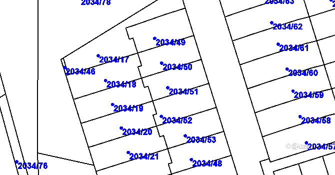 Parcela st. 2034/51 v KÚ Holice v Čechách, Katastrální mapa