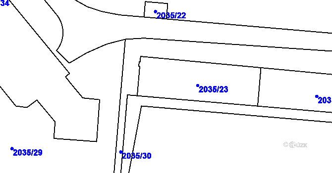 Parcela st. 2035/23 v KÚ Holice v Čechách, Katastrální mapa
