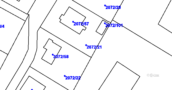 Parcela st. 2072/21 v KÚ Holice v Čechách, Katastrální mapa