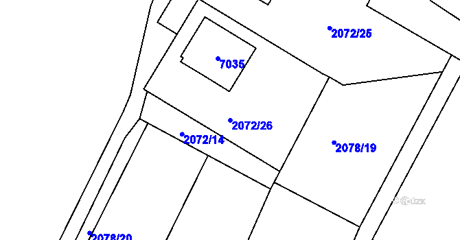 Parcela st. 2072/26 v KÚ Holice v Čechách, Katastrální mapa