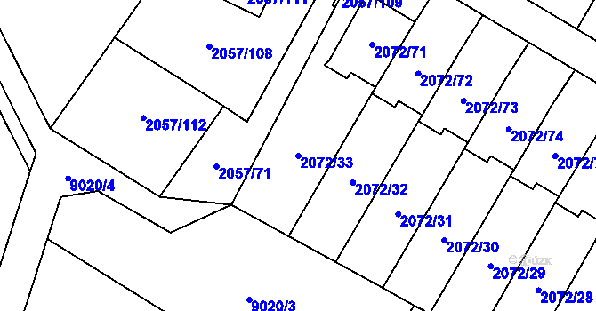 Parcela st. 2072/33 v KÚ Holice v Čechách, Katastrální mapa