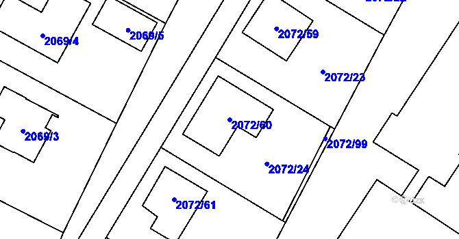 Parcela st. 2072/60 v KÚ Holice v Čechách, Katastrální mapa