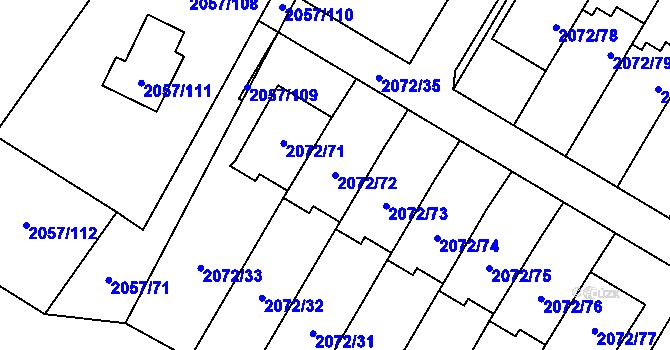 Parcela st. 2072/72 v KÚ Holice v Čechách, Katastrální mapa
