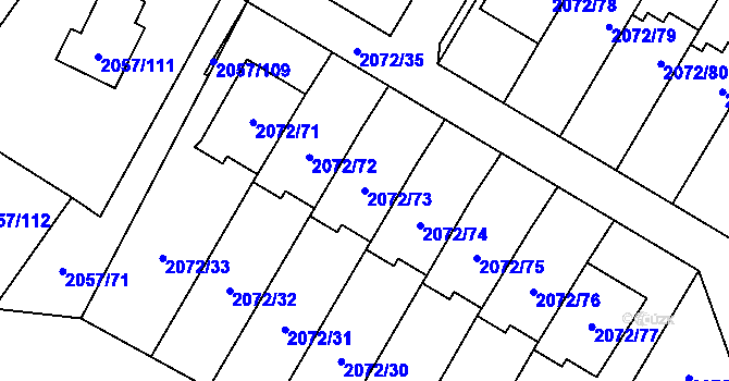 Parcela st. 2072/73 v KÚ Holice v Čechách, Katastrální mapa