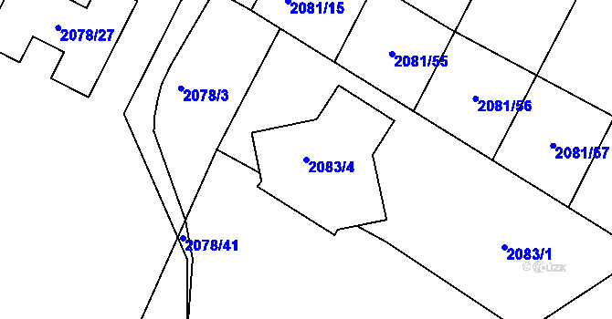Parcela st. 2083/4 v KÚ Holice v Čechách, Katastrální mapa
