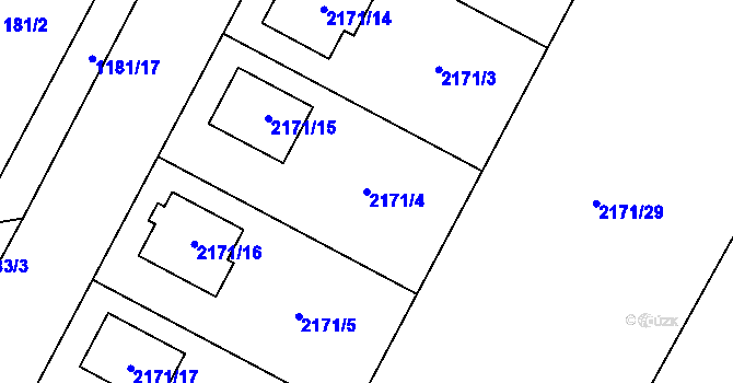 Parcela st. 2171/4 v KÚ Holice v Čechách, Katastrální mapa