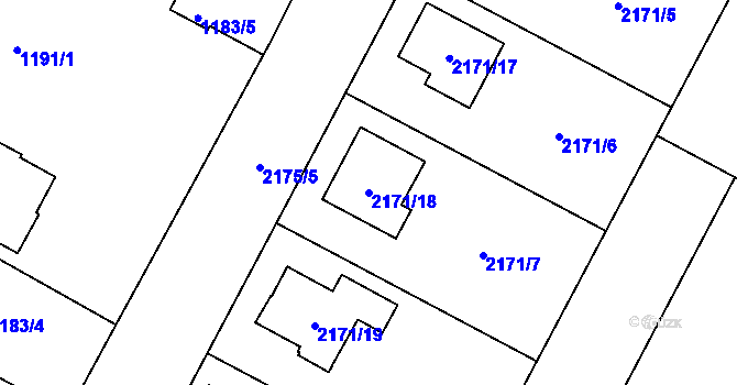 Parcela st. 2171/18 v KÚ Holice v Čechách, Katastrální mapa