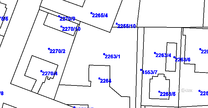 Parcela st. 2263/1 v KÚ Holice v Čechách, Katastrální mapa
