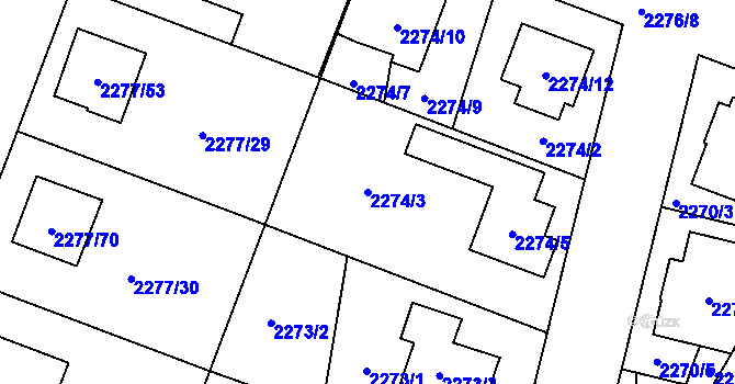 Parcela st. 2274/3 v KÚ Holice v Čechách, Katastrální mapa