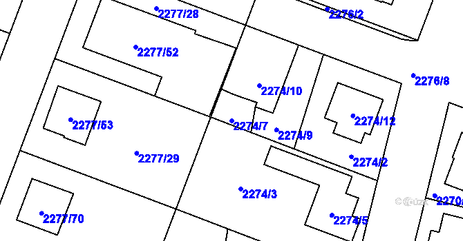 Parcela st. 2274/7 v KÚ Holice v Čechách, Katastrální mapa