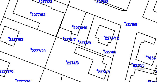 Parcela st. 2274/9 v KÚ Holice v Čechách, Katastrální mapa