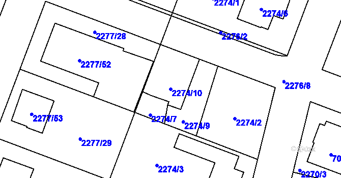 Parcela st. 2274/10 v KÚ Holice v Čechách, Katastrální mapa