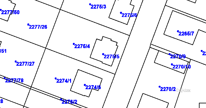 Parcela st. 2275/5 v KÚ Holice v Čechách, Katastrální mapa