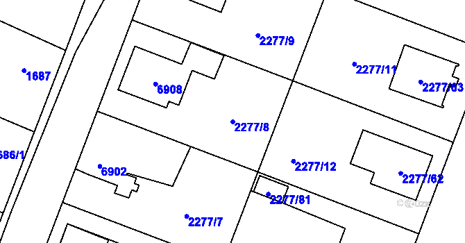 Parcela st. 2277/8 v KÚ Holice v Čechách, Katastrální mapa