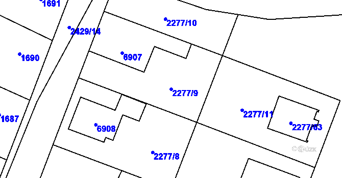 Parcela st. 2277/9 v KÚ Holice v Čechách, Katastrální mapa