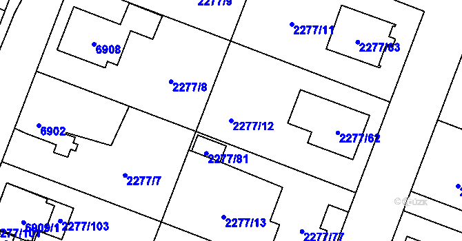 Parcela st. 2277/12 v KÚ Holice v Čechách, Katastrální mapa