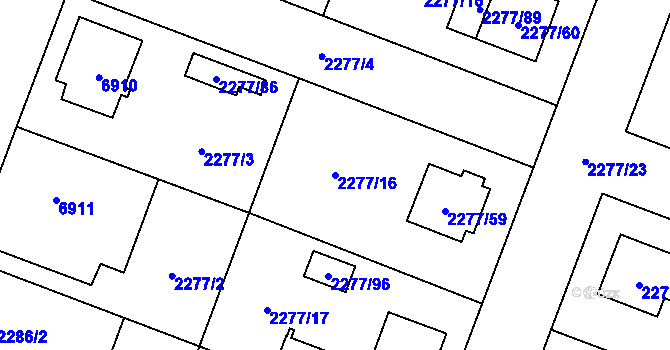 Parcela st. 2277/16 v KÚ Holice v Čechách, Katastrální mapa