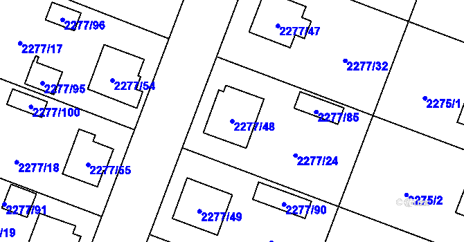 Parcela st. 2277/48 v KÚ Holice v Čechách, Katastrální mapa