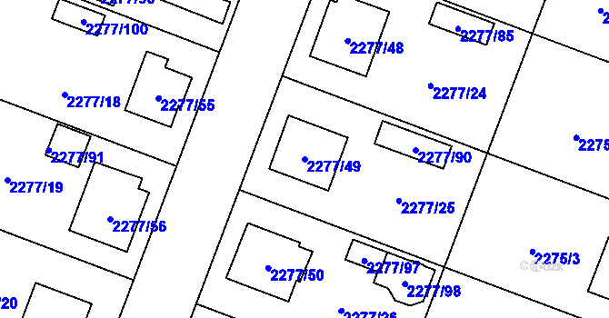 Parcela st. 2277/49 v KÚ Holice v Čechách, Katastrální mapa