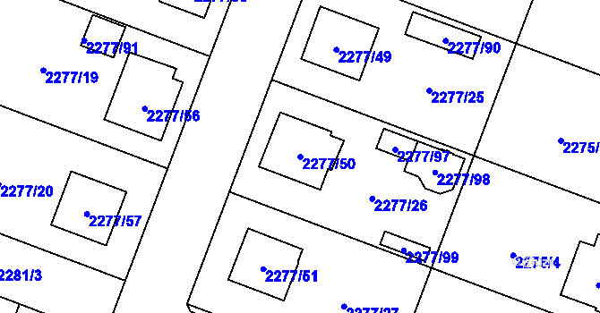 Parcela st. 2277/50 v KÚ Holice v Čechách, Katastrální mapa