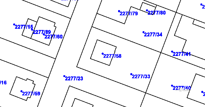Parcela st. 2277/58 v KÚ Holice v Čechách, Katastrální mapa