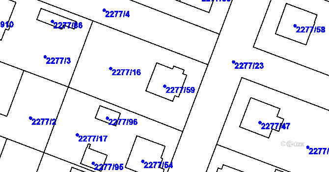 Parcela st. 2277/59 v KÚ Holice v Čechách, Katastrální mapa