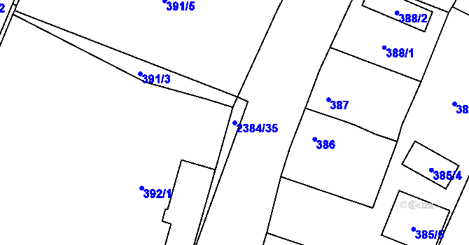 Parcela st. 2384/35 v KÚ Holice v Čechách, Katastrální mapa