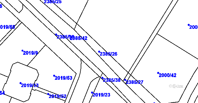 Parcela st. 2385/26 v KÚ Holice v Čechách, Katastrální mapa