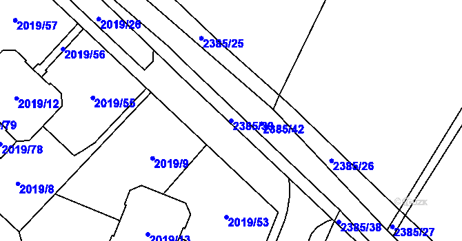 Parcela st. 2385/39 v KÚ Holice v Čechách, Katastrální mapa