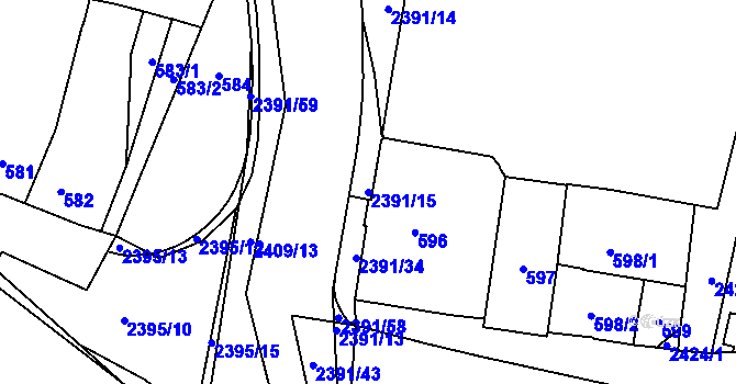 Parcela st. 2391/15 v KÚ Holice v Čechách, Katastrální mapa