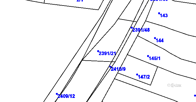Parcela st. 2391/21 v KÚ Holice v Čechách, Katastrální mapa