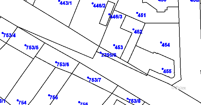 Parcela st. 2395/6 v KÚ Holice v Čechách, Katastrální mapa