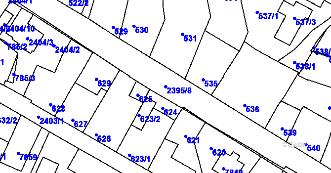 Parcela st. 2395/8 v KÚ Holice v Čechách, Katastrální mapa