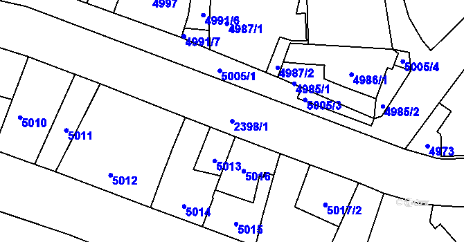 Parcela st. 2398/1 v KÚ Holice v Čechách, Katastrální mapa